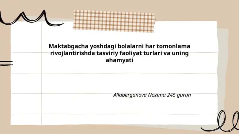 Maktabgacha yoshdagi bolalarni har tomonlama rivojlantirishda tasviriy faoliyat turlari va uning ahamyati 1