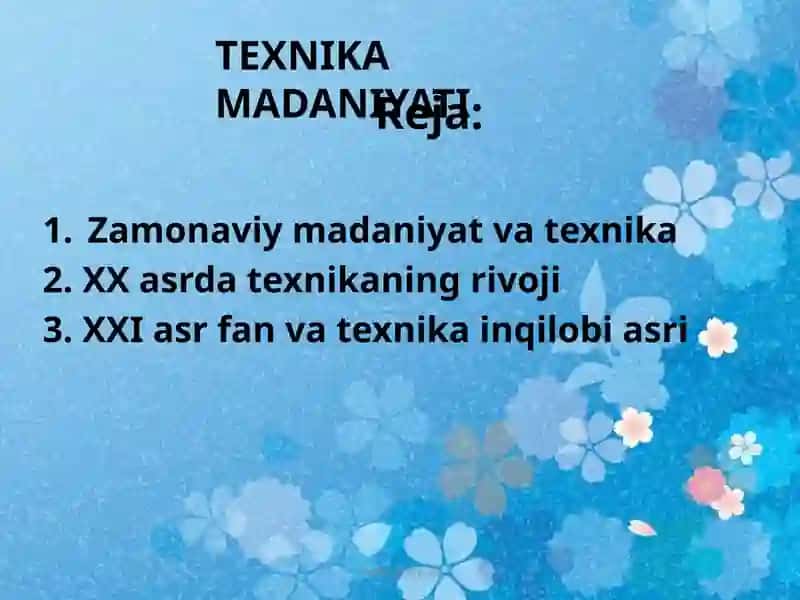 Zamonaviy madaniyat va texnika