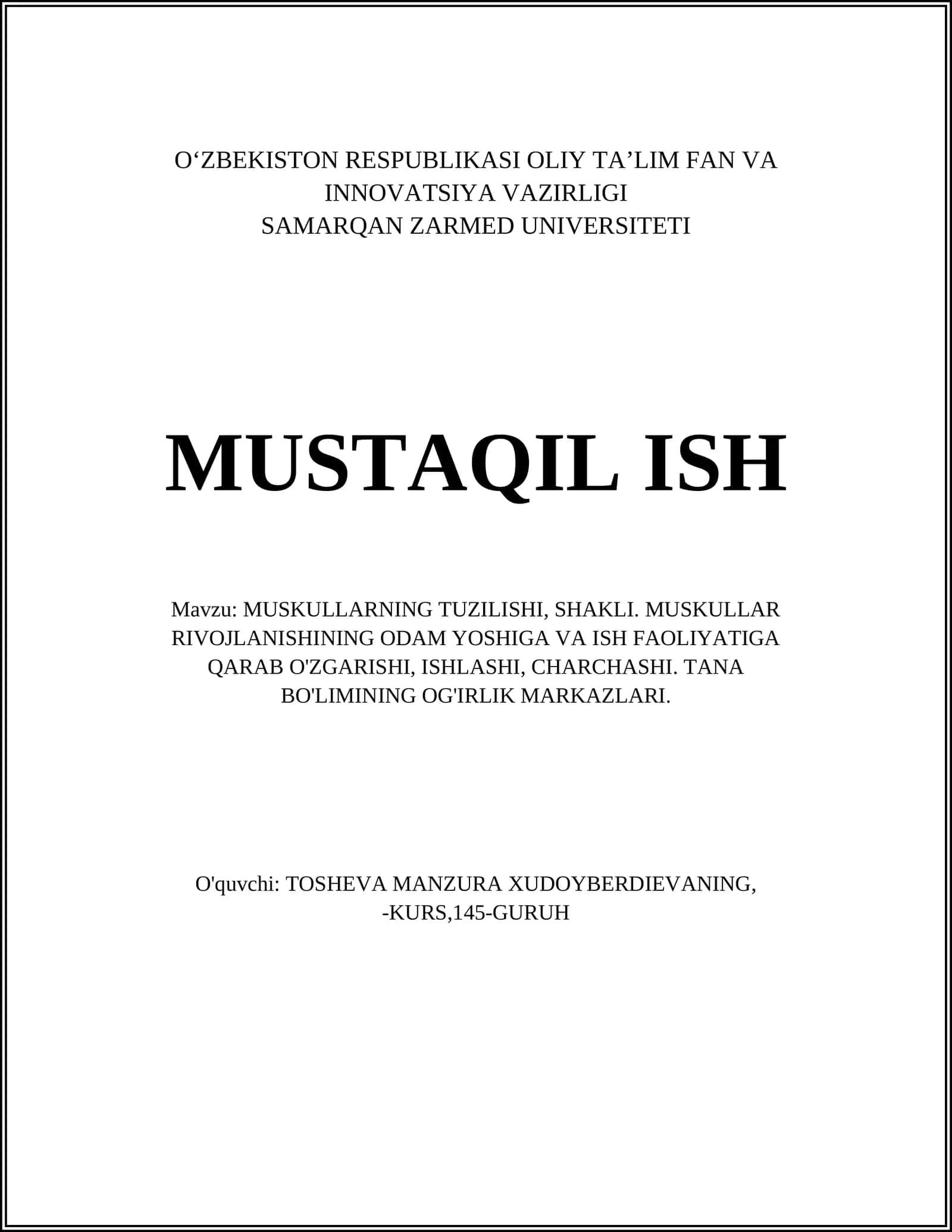 Muskullarning tuzilishi 1
