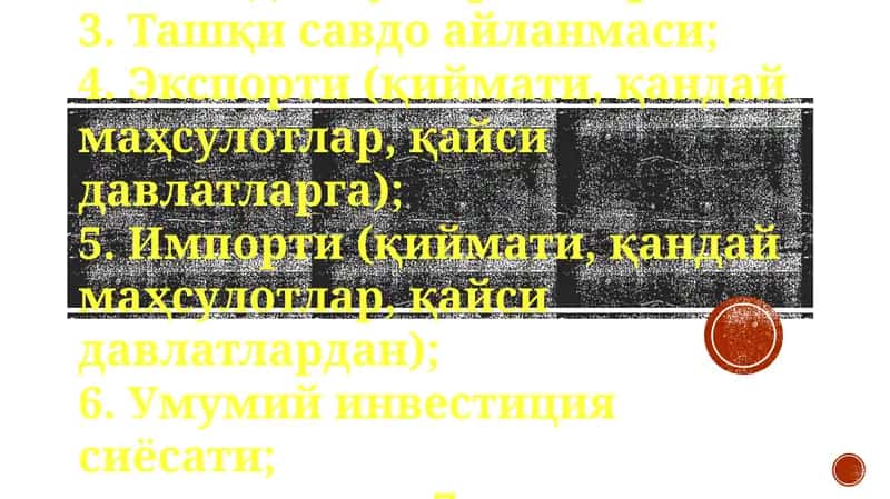 Xorijiy mamlakatning hozirgi umumiy iqtisodiy ahvoli 1