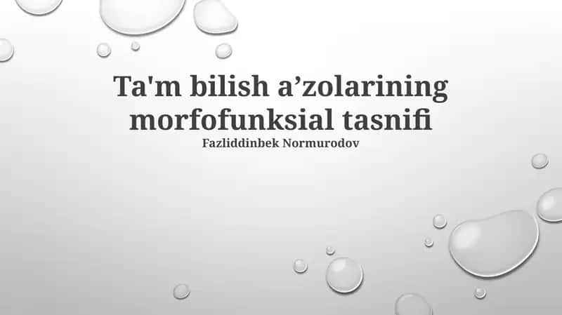 Ta'm bilish aʼzolarining morfofunksial tasnifi 1