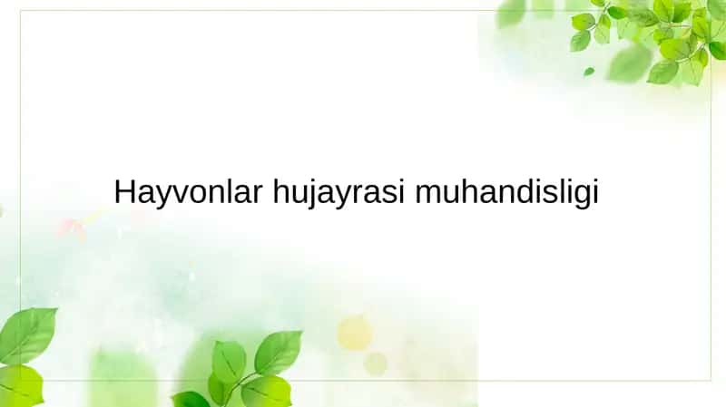 Hayvonlar hujayrasi muhandisligi 1