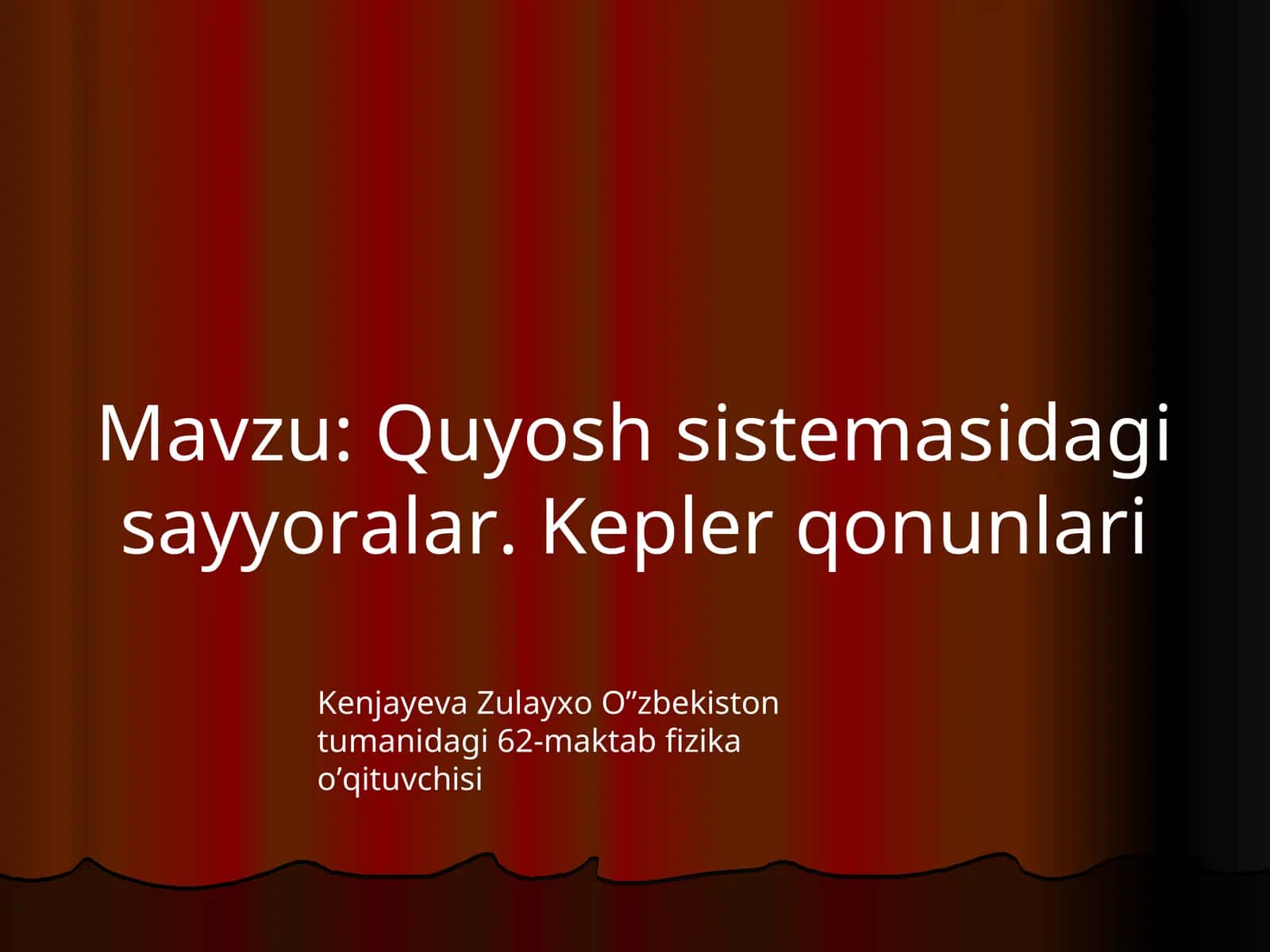 Quyosh sistemasidagi sayyoralar. Kepler qonunlari 1
