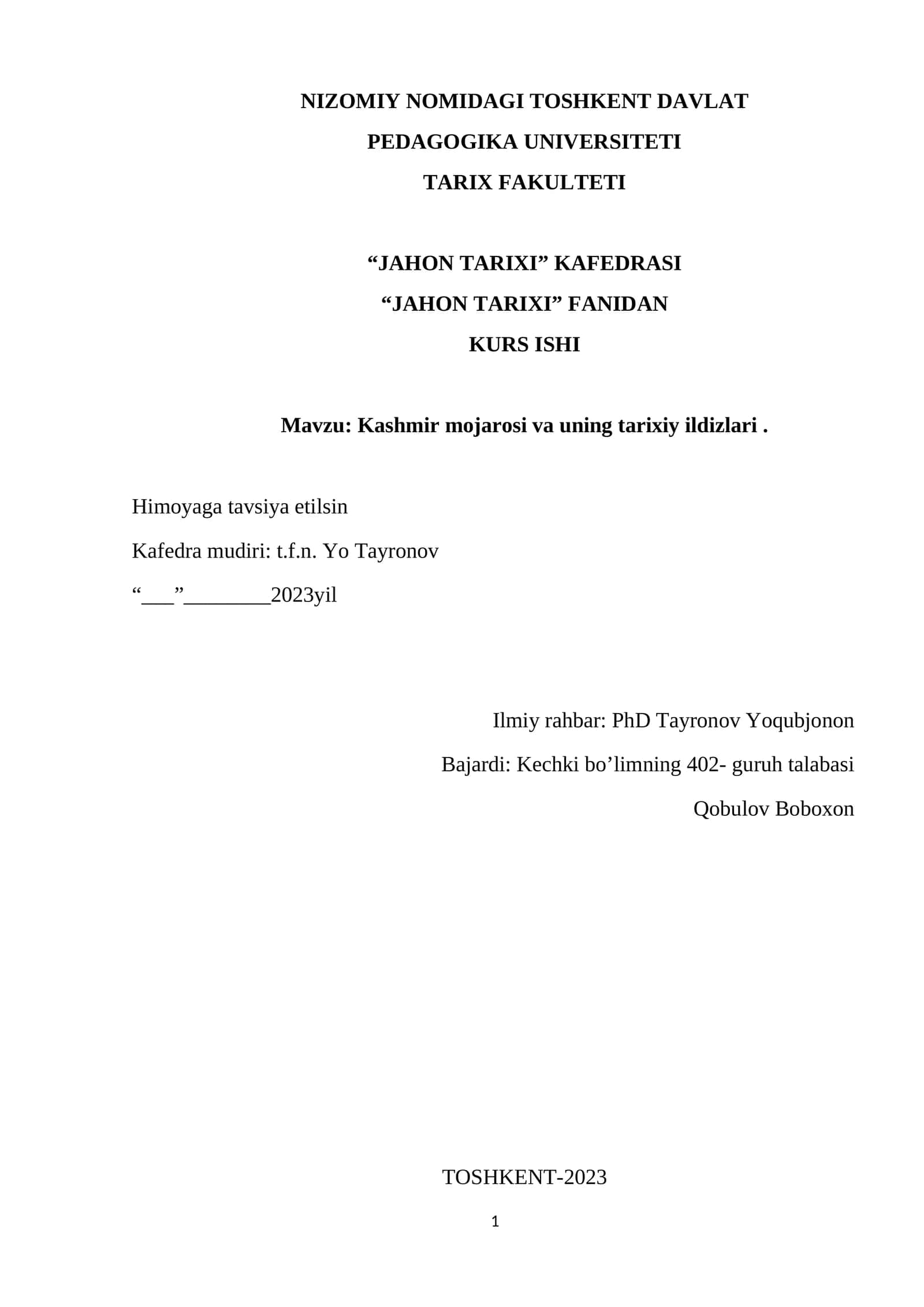 Kashmir mojarosi va uning tarixiy ildizlari 1