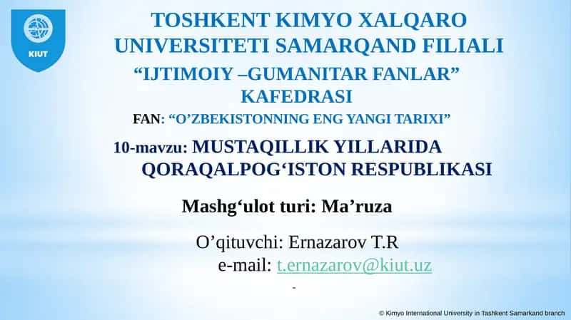 Mustaqillik yillarida Qoraqalpog‘iston Respublikasi 1