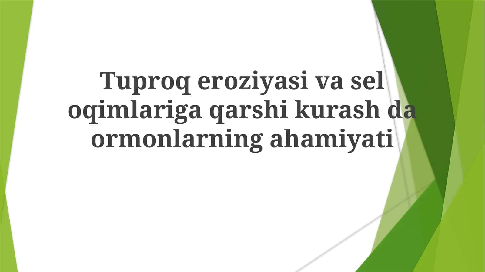 Tuproq eroziyasi va selning oldini olishda o'rmonlarning roli 1
