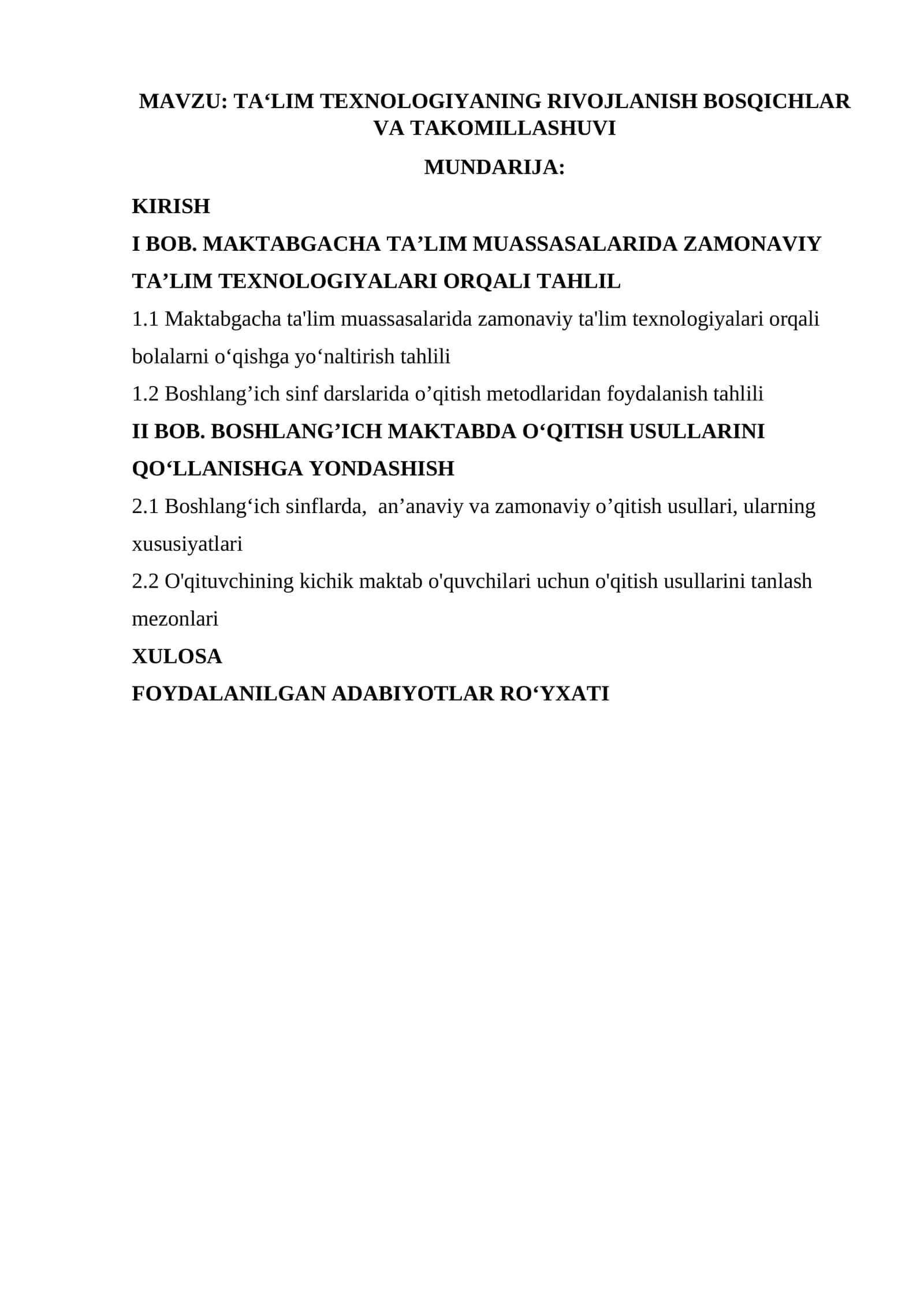 Ta‘lim texnologiyaning rivojlanish bosqichlar va takomillashuvi 1
