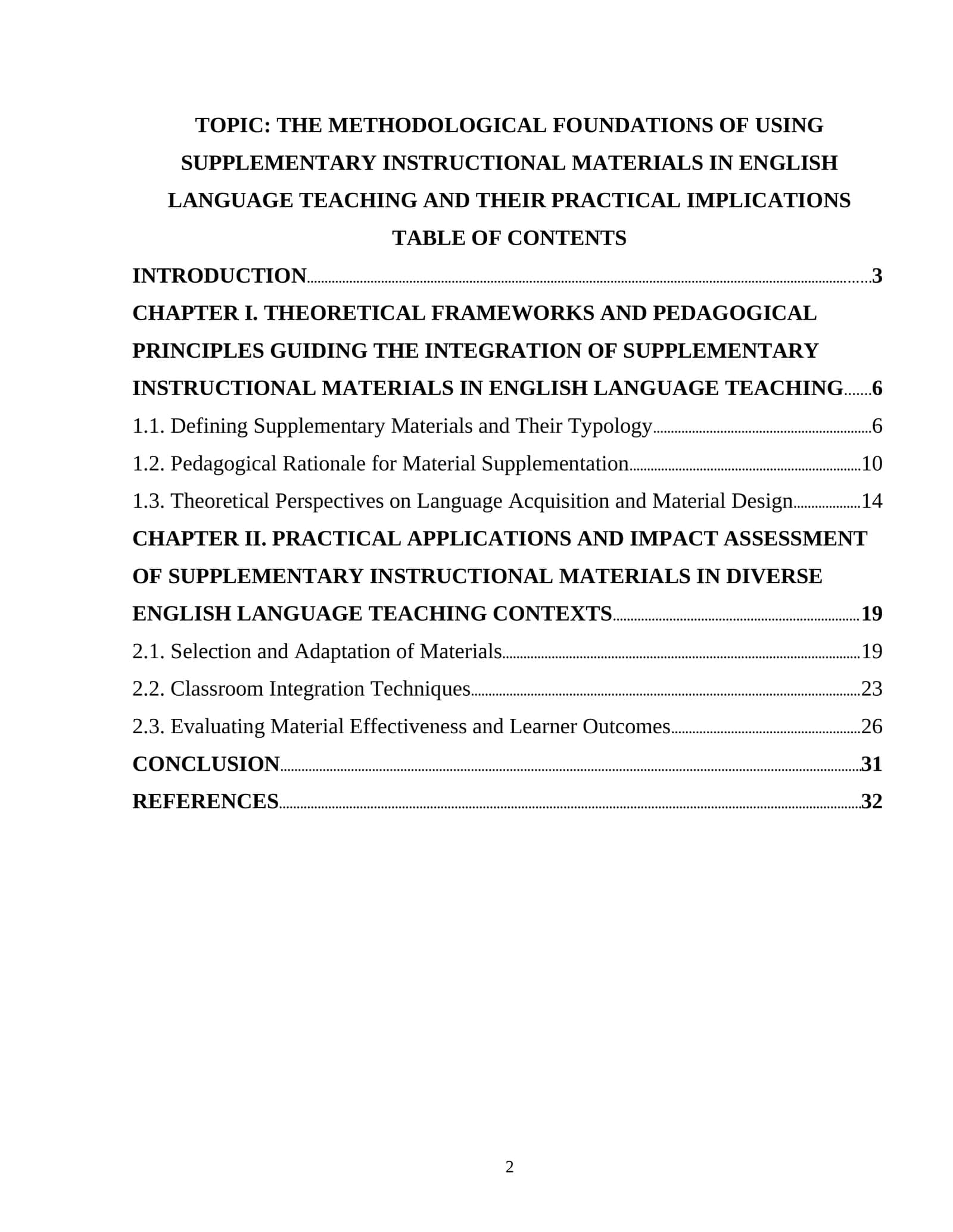 METHODOLOGICAL FOUNDATIONS OF USING SUPPLEMENTARY INSTRUCTIONAL MATERIALS IN ENGLISH LANGUAGE TEACHING 1