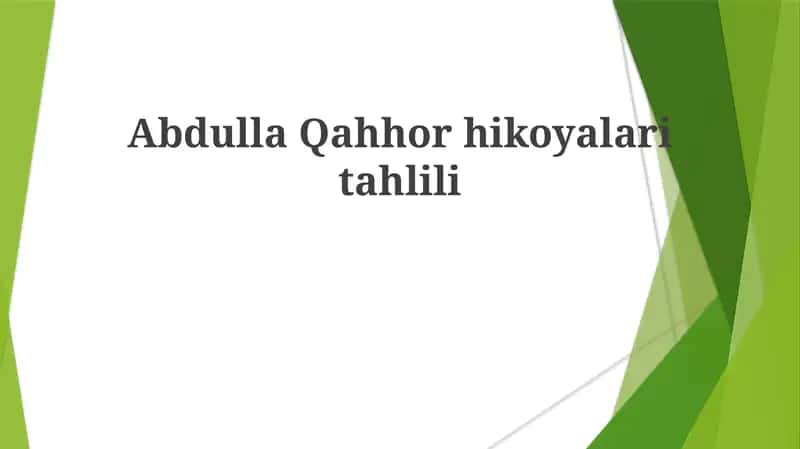 Abdulla Qahhor hikoyalari tahlili 1