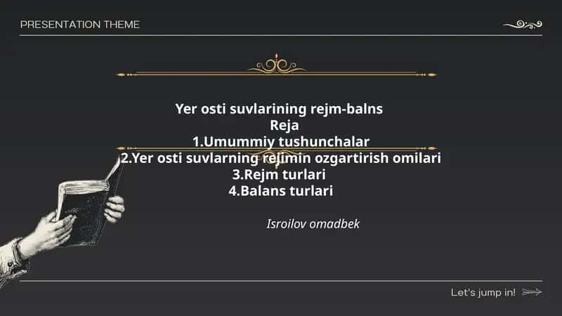 Yer osti suvlarining rejm-balns 1
