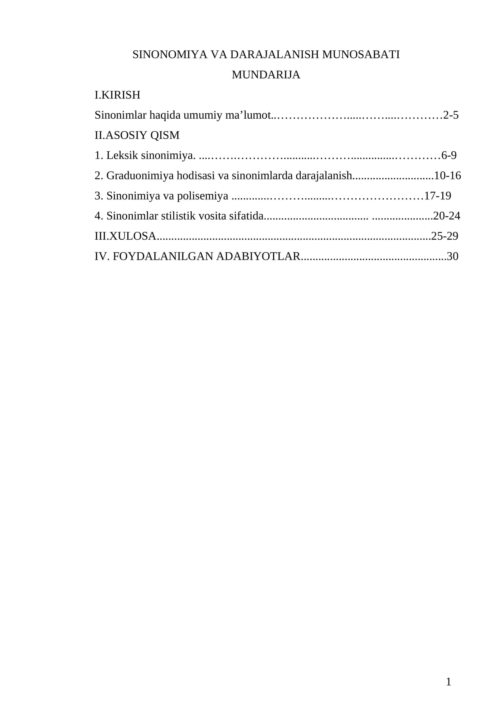 SINONOMIYA VA DARAJALANISH MUNOSABATI 1