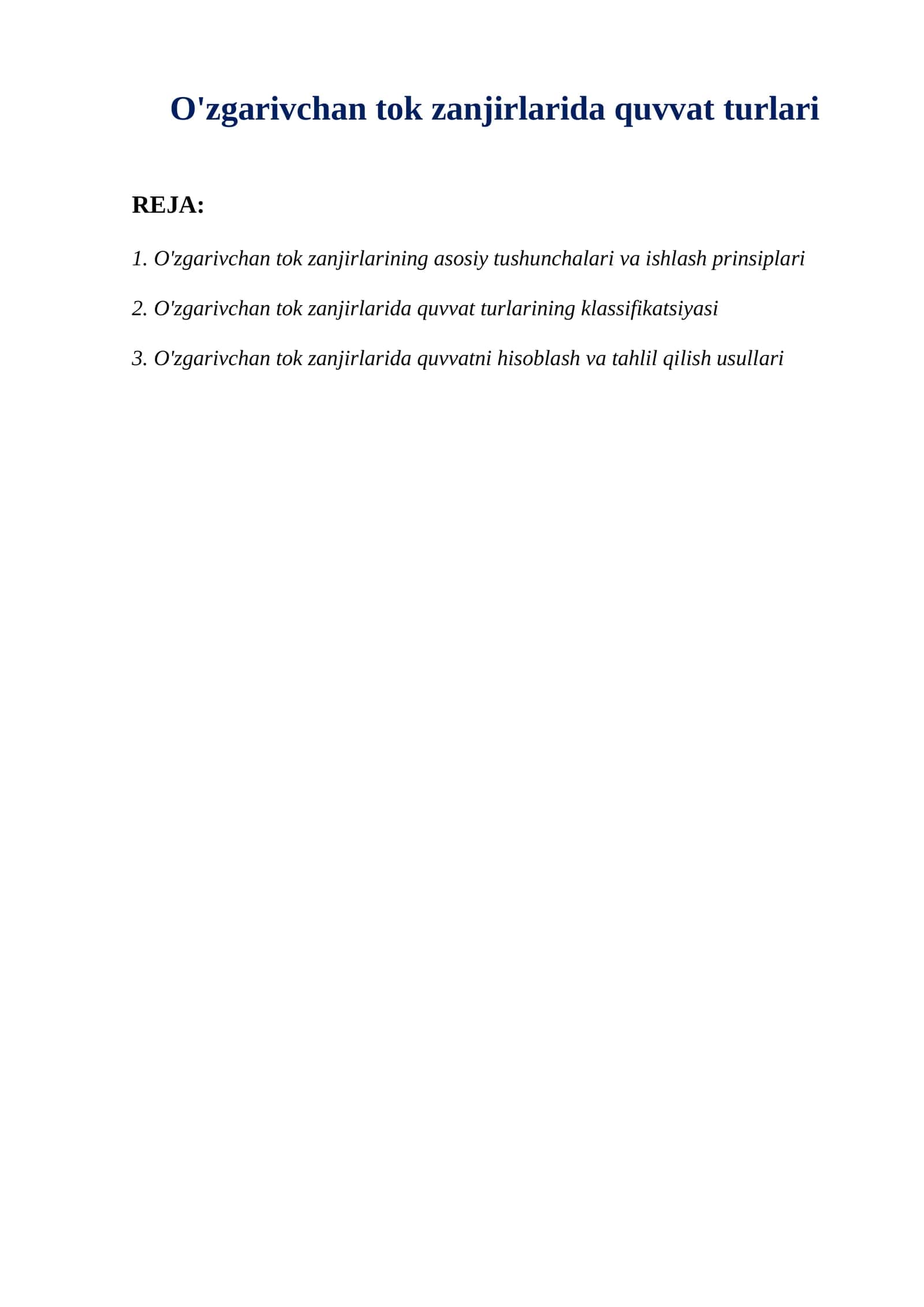 O'zgarivchan tok zanjirlarida quvvat turlari 1