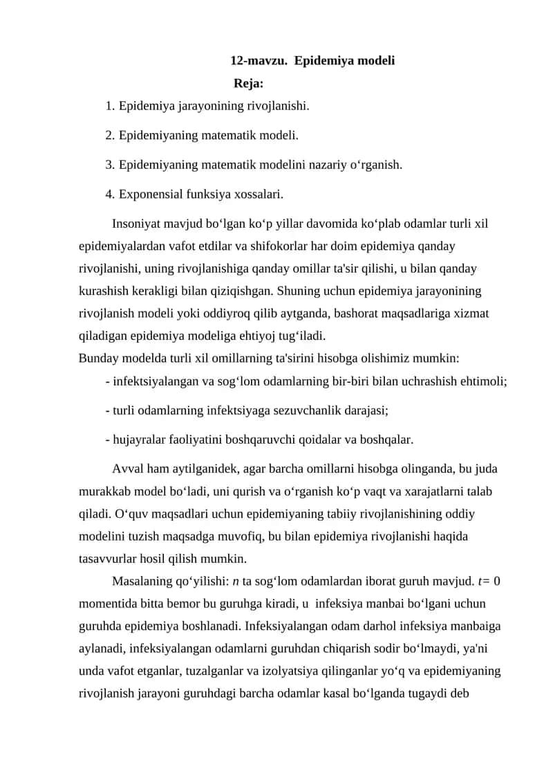 Epidemiya modeli