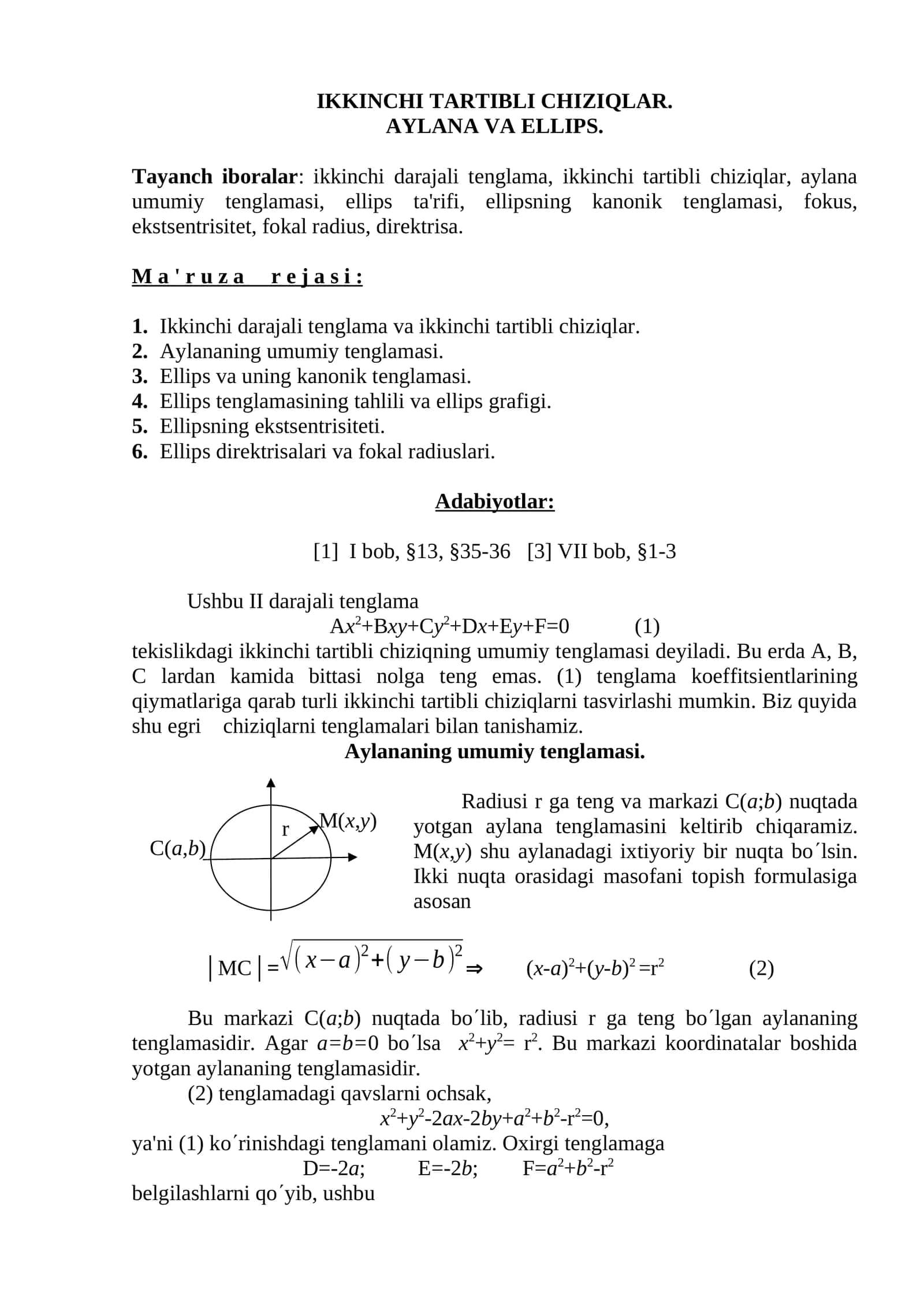 IKKINCHI TARTIBLI CHIZIQLAR 1