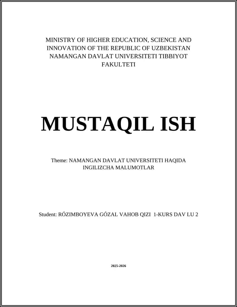 NAMANGAN DAVLAT UNIVERSITETI HAQIDA INGILIZCHA MALUMOTLAR 1