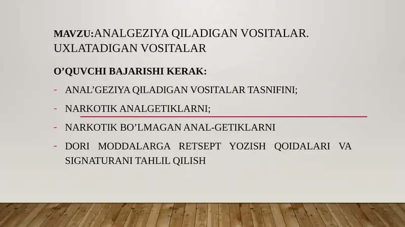 Analgeziya qiladigan vositalar 1