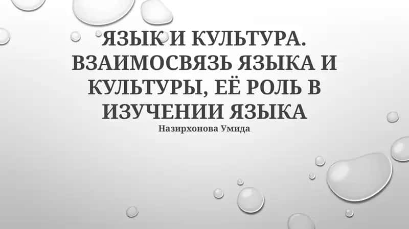 ЯЗЫК И КУЛЬТУРА. ВЗАИМОСВЯЗЬ ЯЗЫКА И КУЛЬТУРЫ, ЕЁ РОЛЬ В ИЗУЧЕНИИ ЯЗЫКА 1