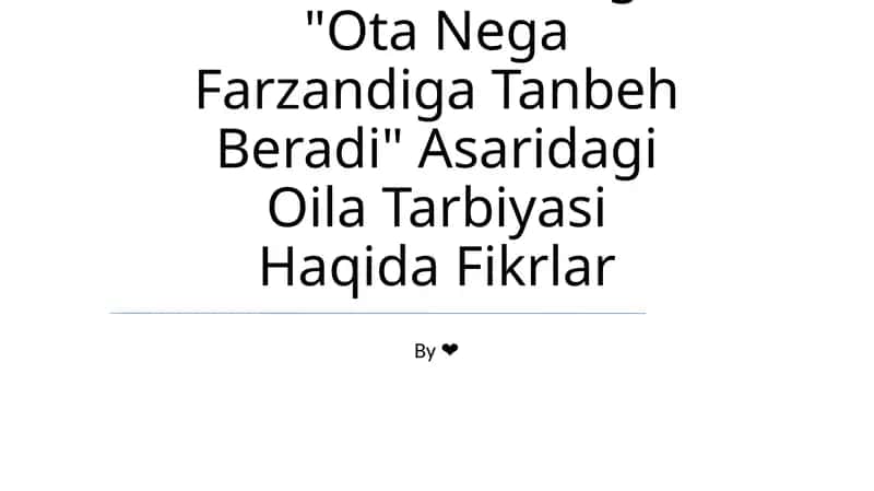 Ota Nega Farzandiga Tanbeh Beradi 1