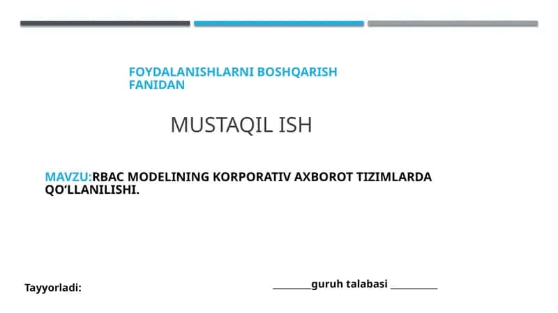 RBAC modelining korporativ axborot tizimlarda qo‘llanilishi 1