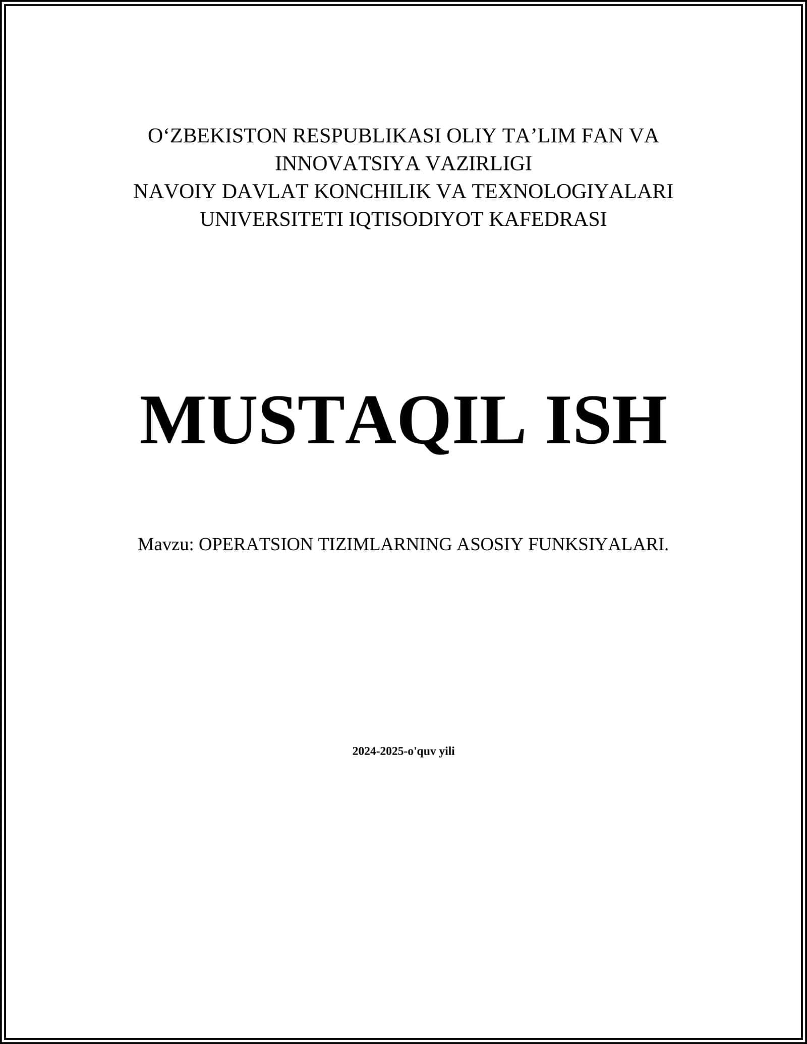 OPERATSION TIZIMLARNING ASOSIY FUNKSIYALARI 1