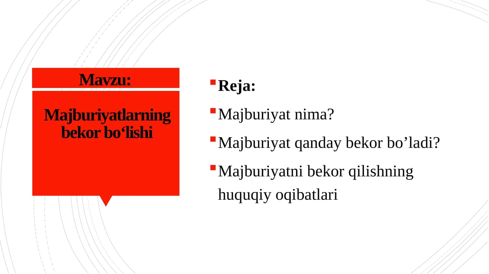 Majburiyatlarning bekor boʻlishi 1