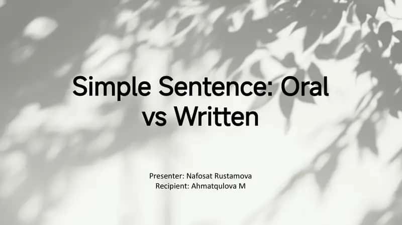 Foundations of Simple Sentences 1