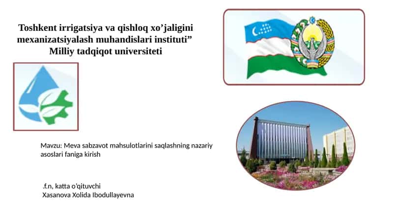 Meva sabzavot mahsulotlarini saqlashning nazariy asoslari 1