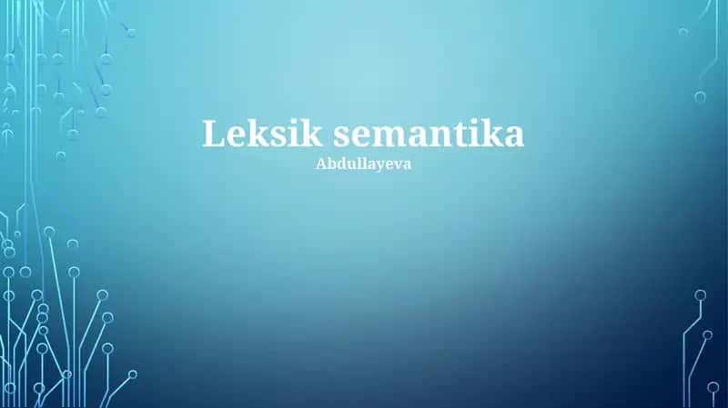 Hisoblash Leksik Semantikasi 1