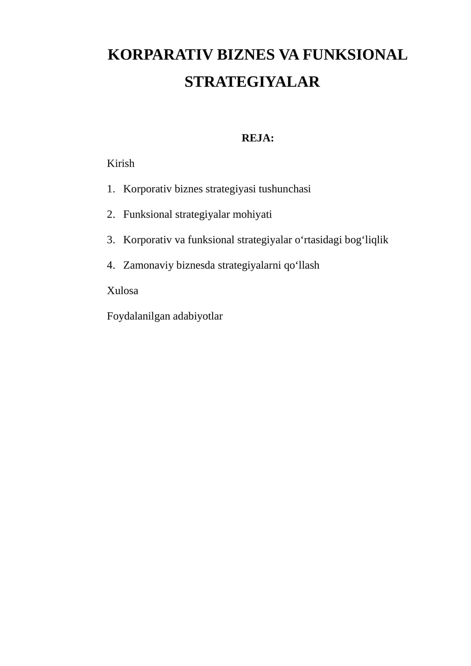 KORPORATIV BIZNES VA FUNKSIONAL STRATEGIYALAR 1