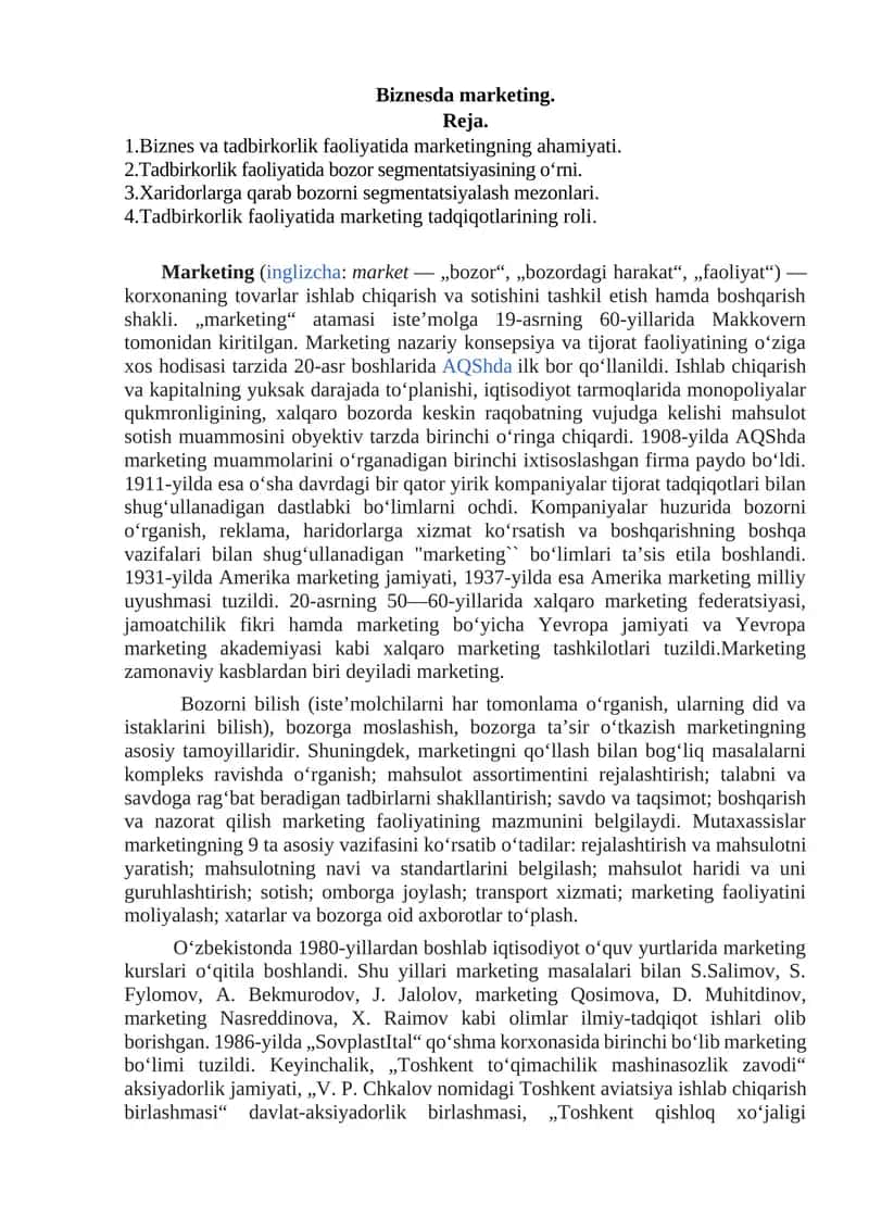 Biznesda marketing 1