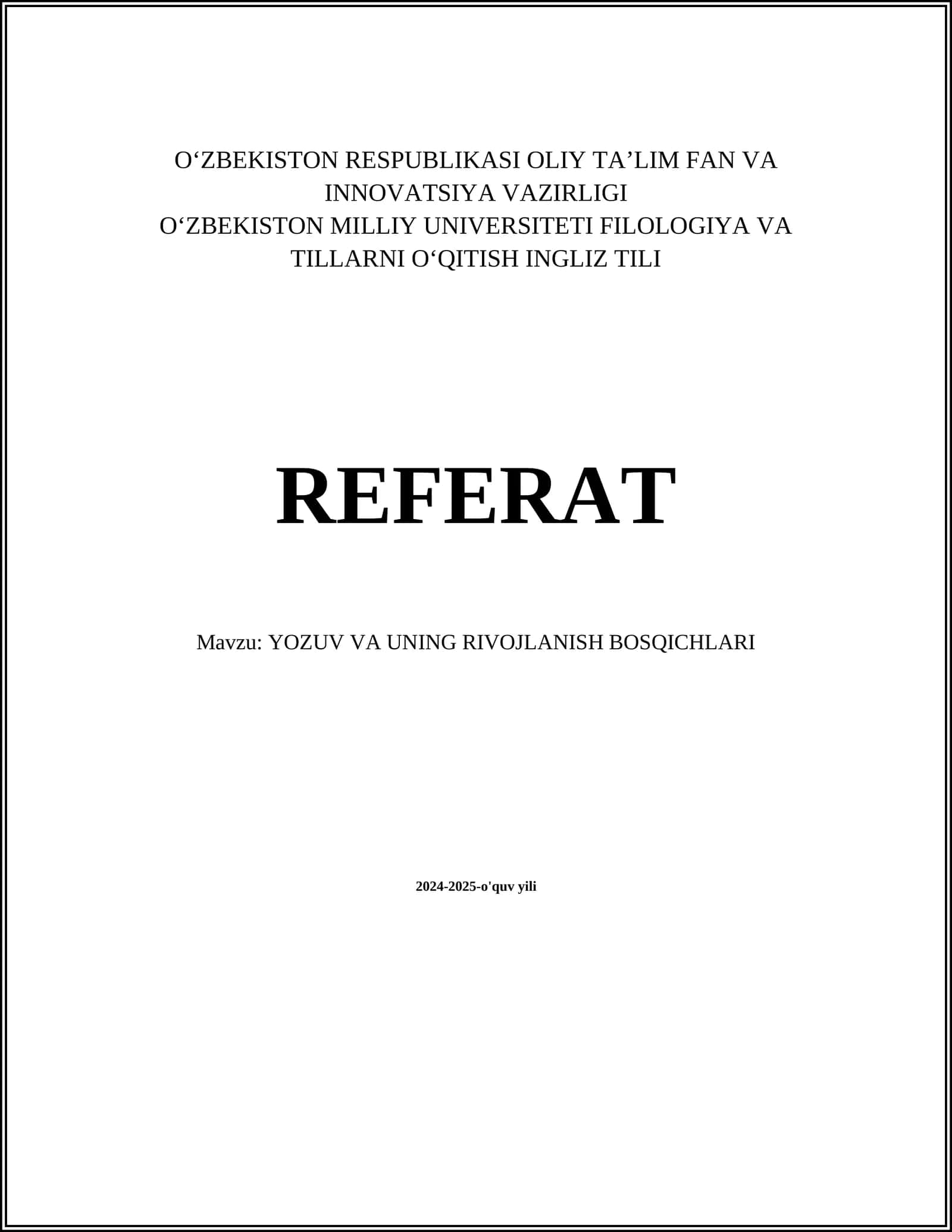 YOZUV VA UNING RIVOJLANISH BOSQICHLARI 1