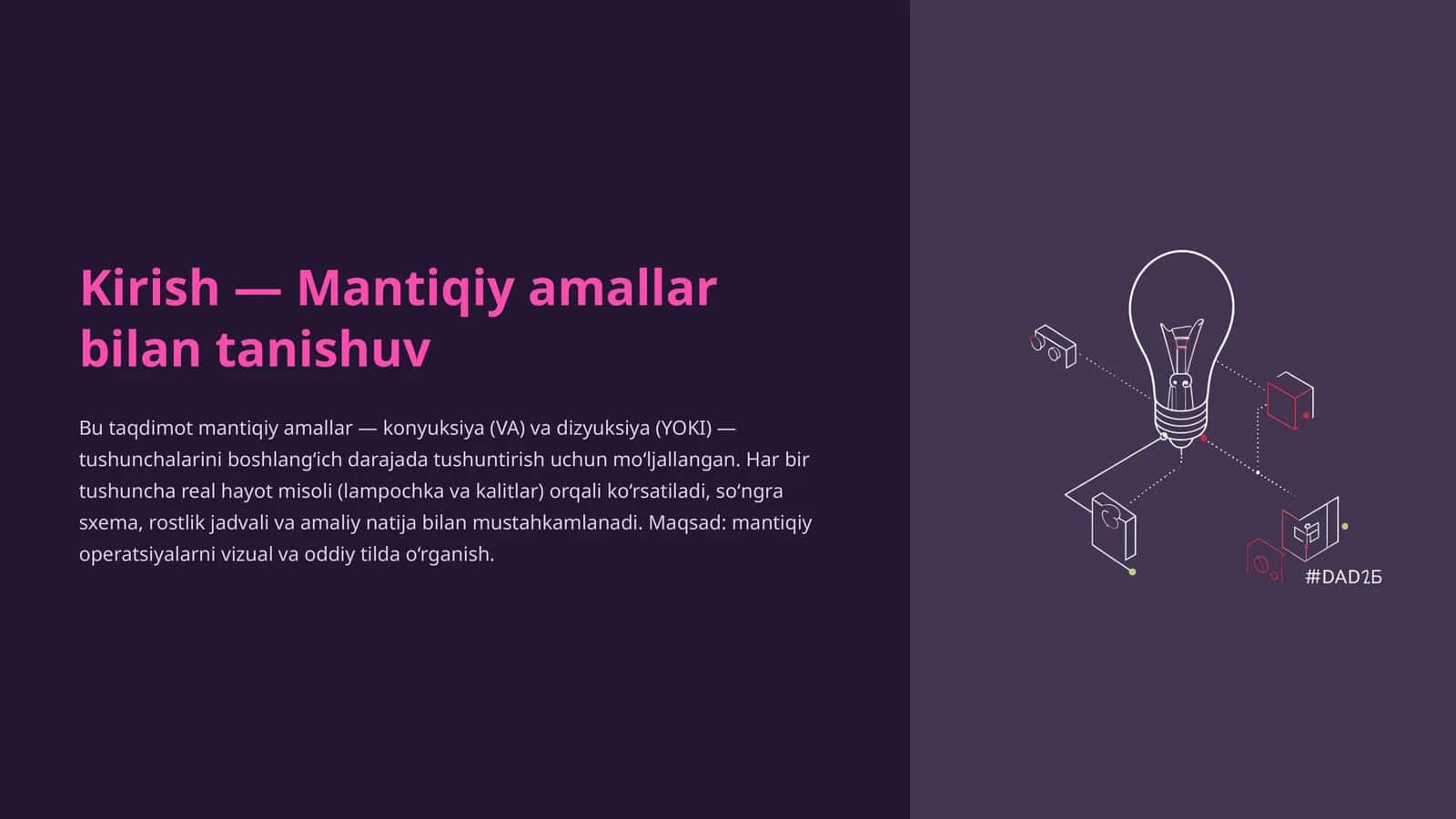 Mantiqiy amallar bilan tanishuv 1
