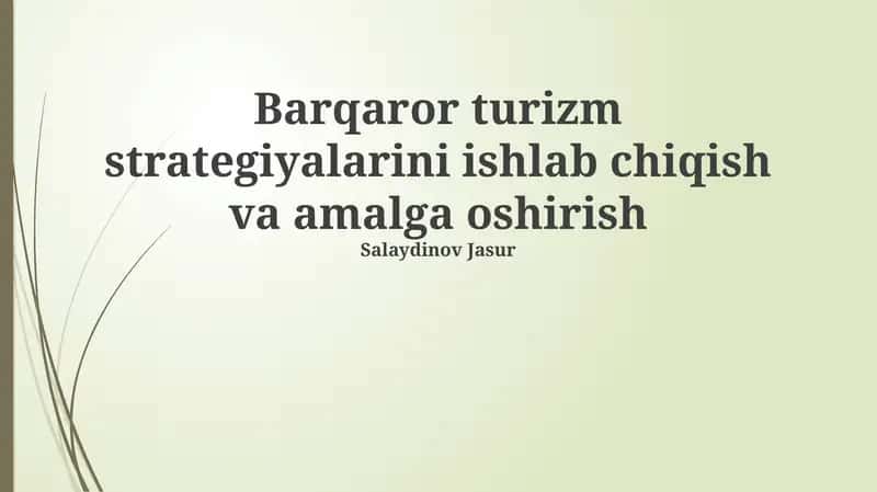 Barqaror turizm strategiyalari 1