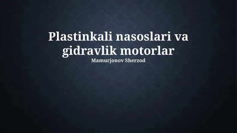 Vane nasoslari va gidravlik motorlarining qo'llanilishi 1