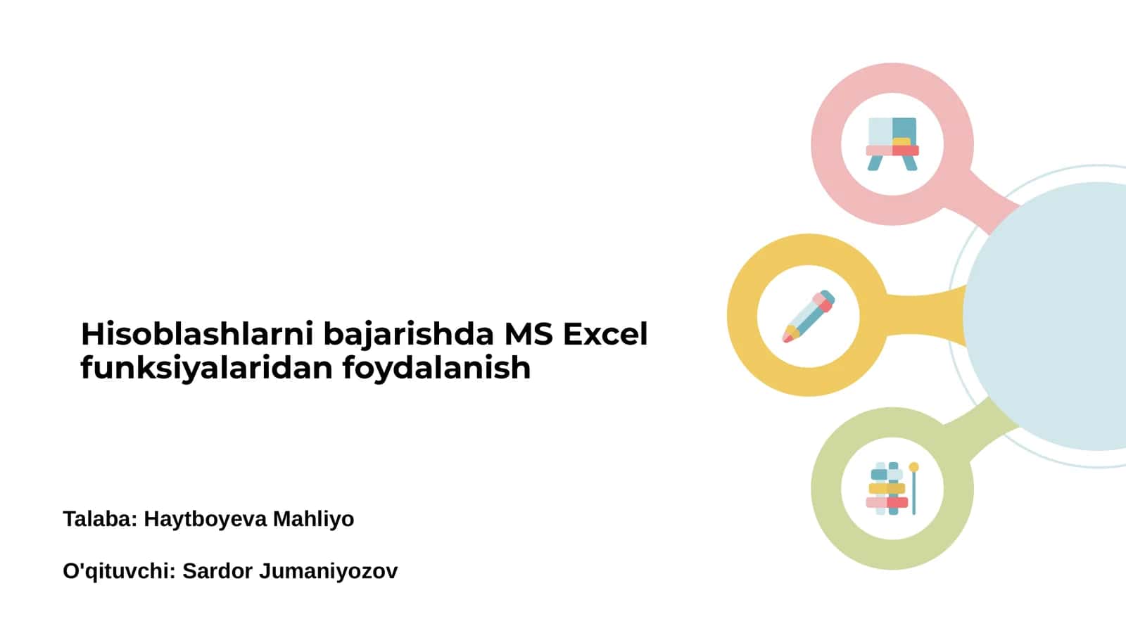 MS Excel funksiyalaridan foydalanish 1