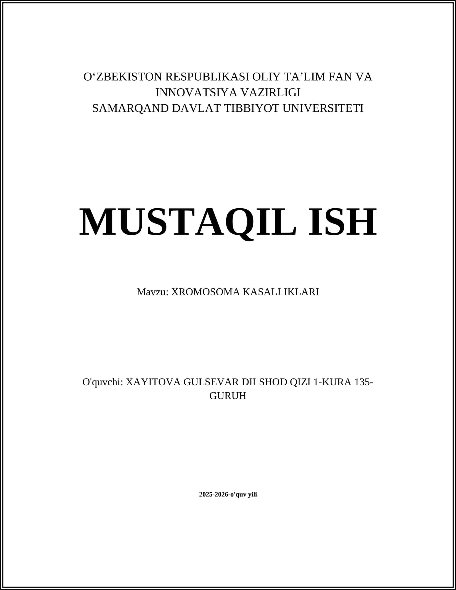 XROMOSOMA KASALLIKLARI 1