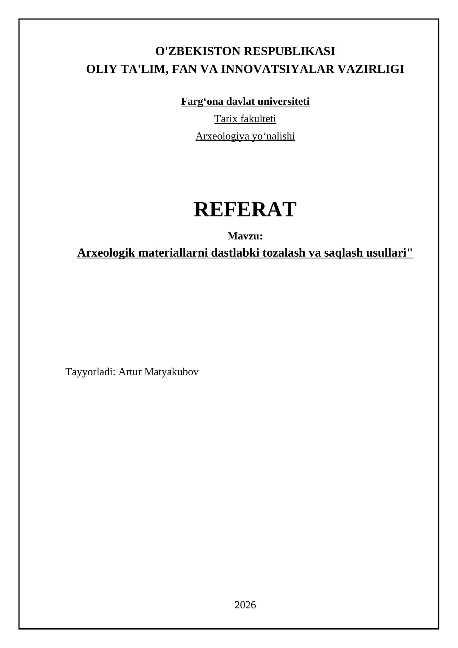 Arxeologik materiallarni dastlabki tozalash va saqlash usullari 1