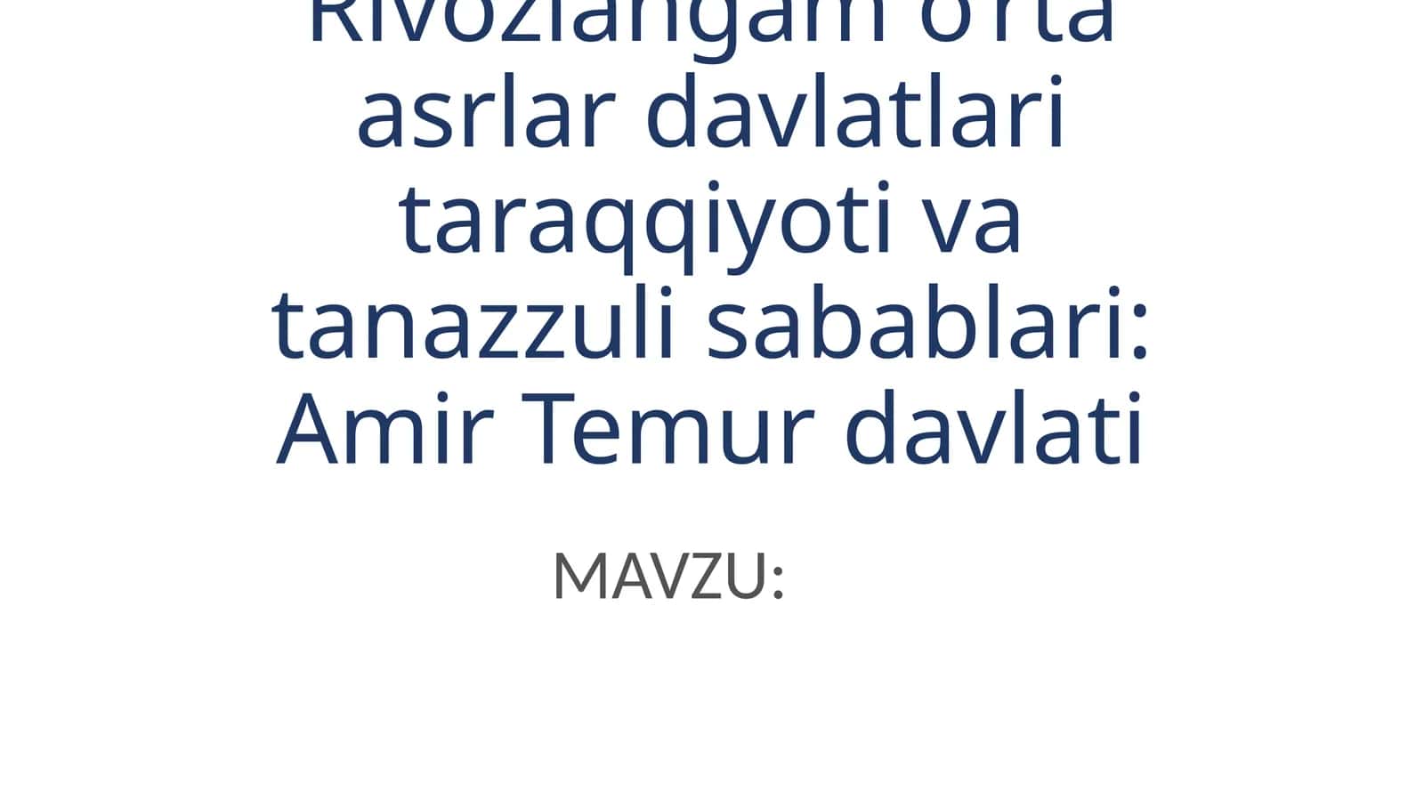Amir Temur Davlati 1