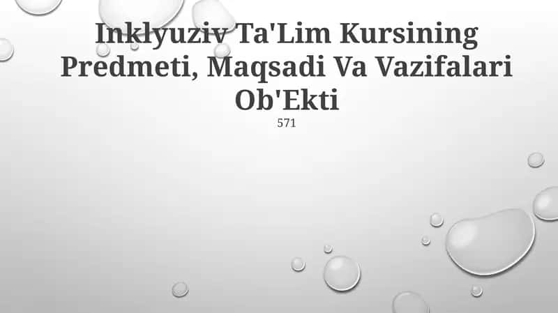 Inklyuziv Ta'lim Kursi 1