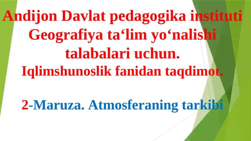 Iqlim shunoslik fanidagi taqdimot 1