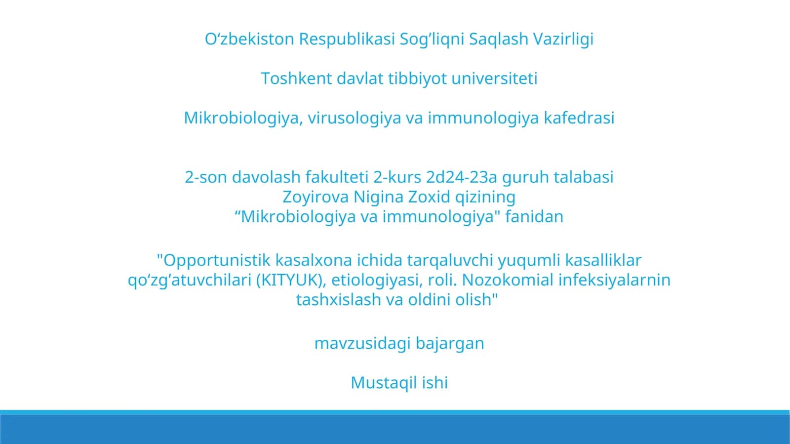 kasalxona ichi kasalliklarini aniqlash va diagnostika qilish 1