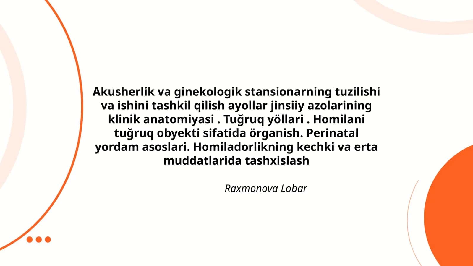 Akusherlik va ginekologik stansionarning tuzilishi va ishini tashkil qilish 1