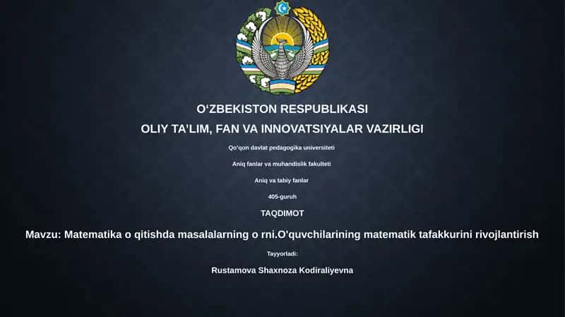 Matematika o'qitishda masalalarning o'rni 1
