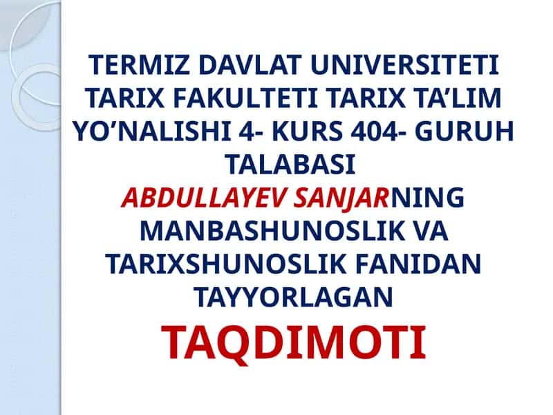 O’zbekiston tarixi ni o'rganish va o'qitish 1