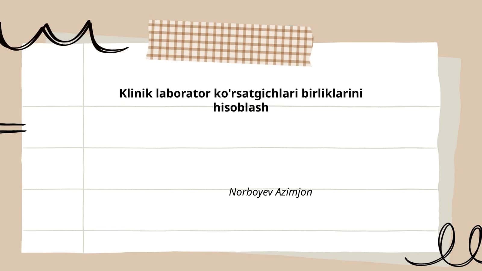 Klinik laborator ko'rsatgichlari birliklarini hisoblash 1