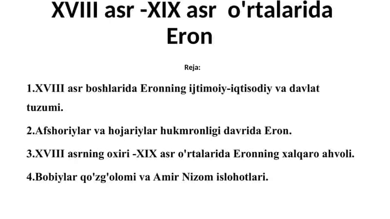 Eronning Ijtimoiy-Iqtisodiy va Davlat Tuzumi 1