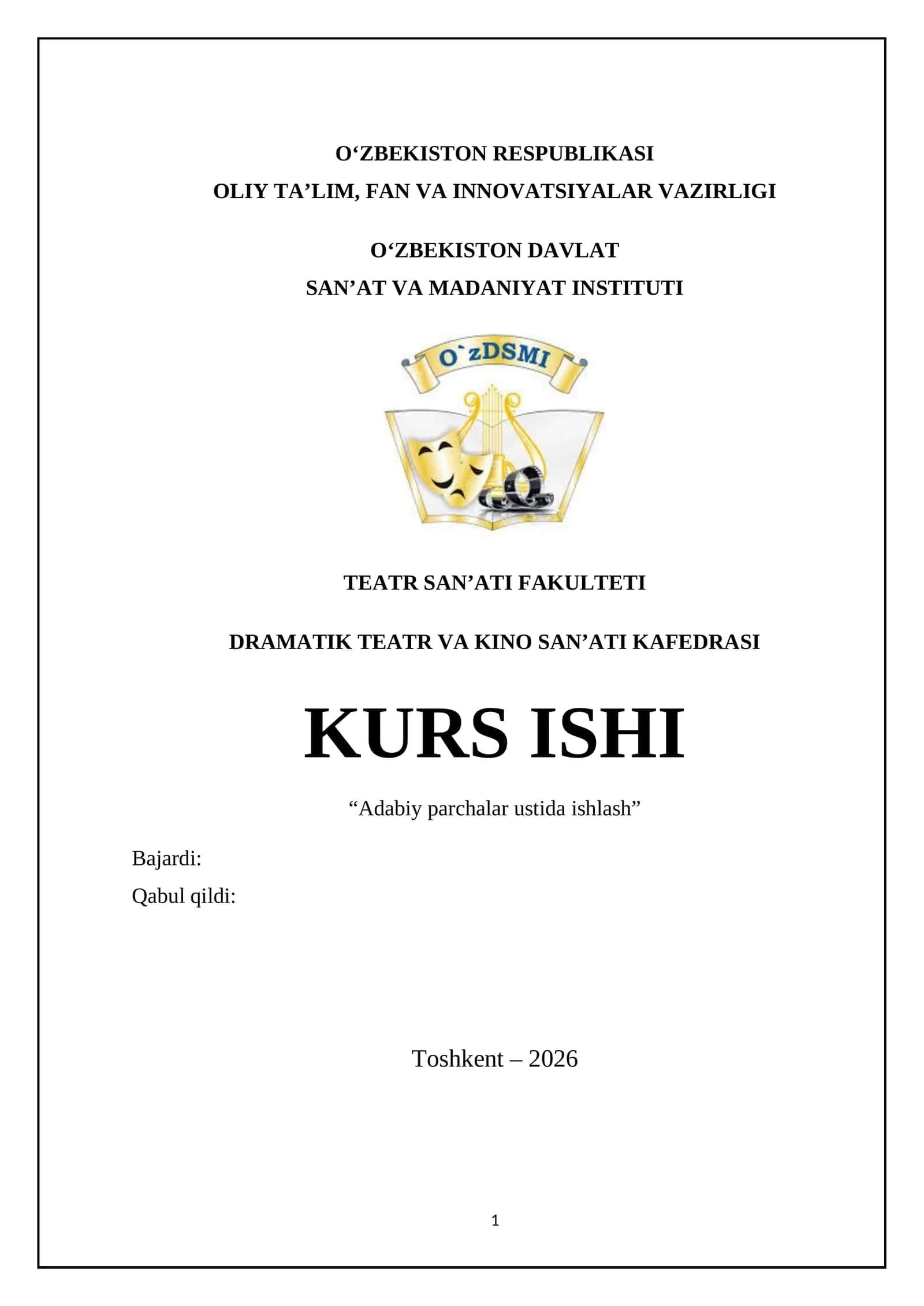 Adabiy parchalar ustida ishlash 1