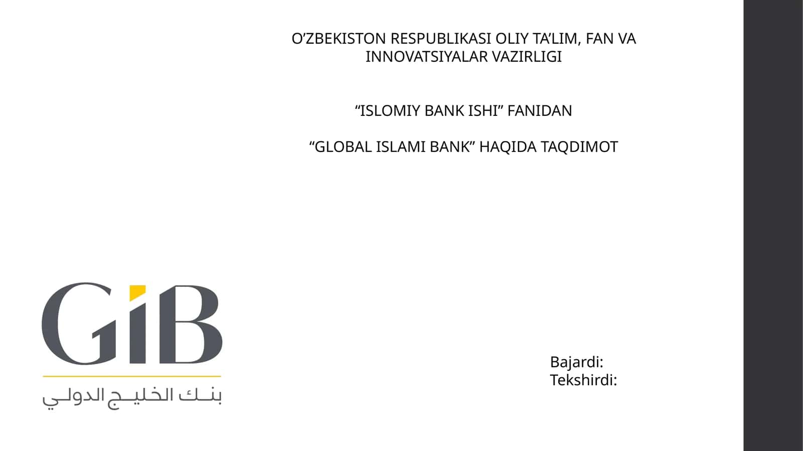 Islom Banki haqida taqdimot 1