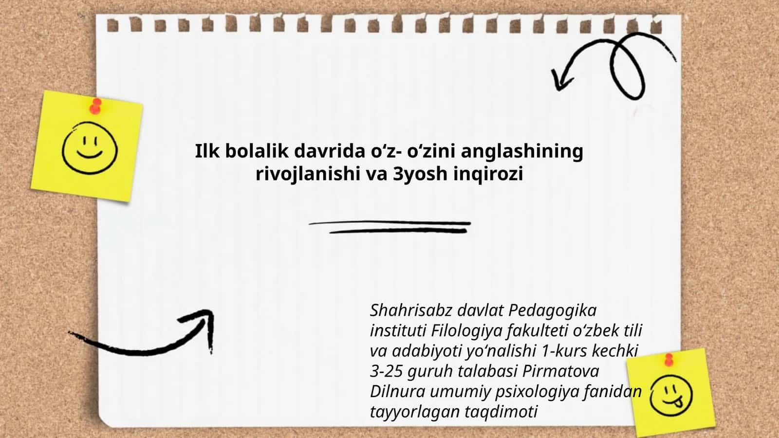 Ilk bolalik davrida oʻz- oʻzini anglashining rivojlanishi va 3yosh inqirozi 1