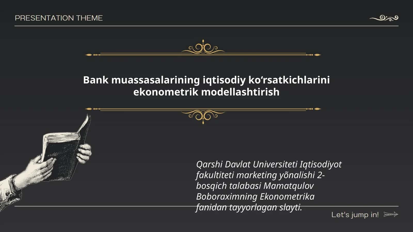 Ekonometrika fanidan tayyorlagan slayt 1